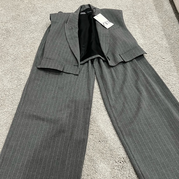 Zara Other - Zara Charcoal Pinstripe Vest and Pants Set